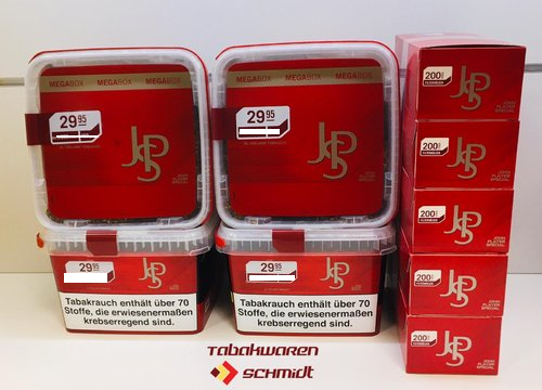 4x JPS Red XL Volume Tobacco 113g mit 1000 JPS KingSize Hülsen